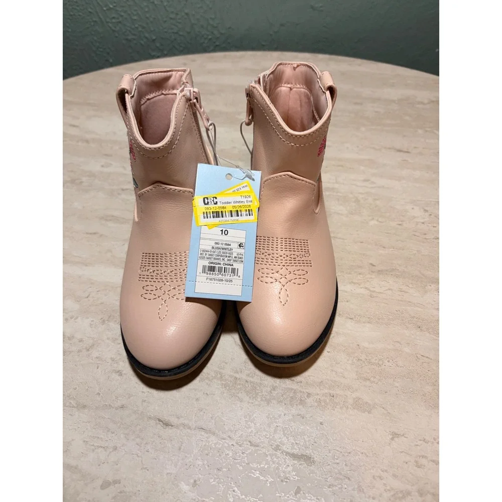 Cat & Jack Toddler Whitley Embroidered Western Boots Blush Pink Size 10 NWT